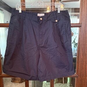 Vanderbilt Navy Blue Pleated Cotton Shorts Womens Plus Size 18 NWT High Rise